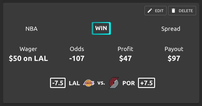 Hedge website for keeping track of sports bets